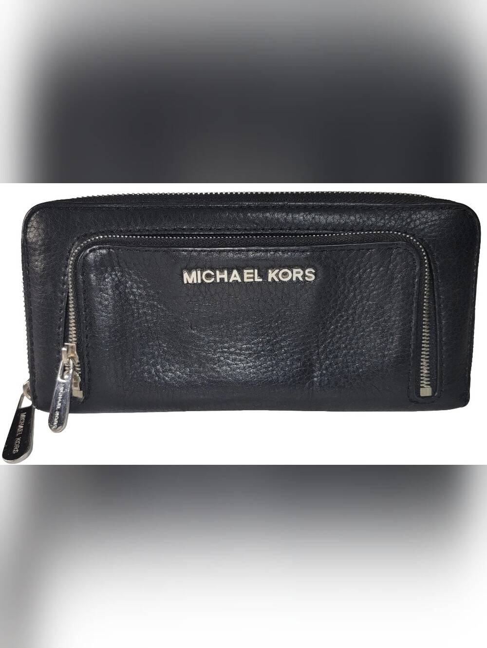 Michael Kors Black Zip-Around Women's Wallet Logo Zipper Pocket Credit Card